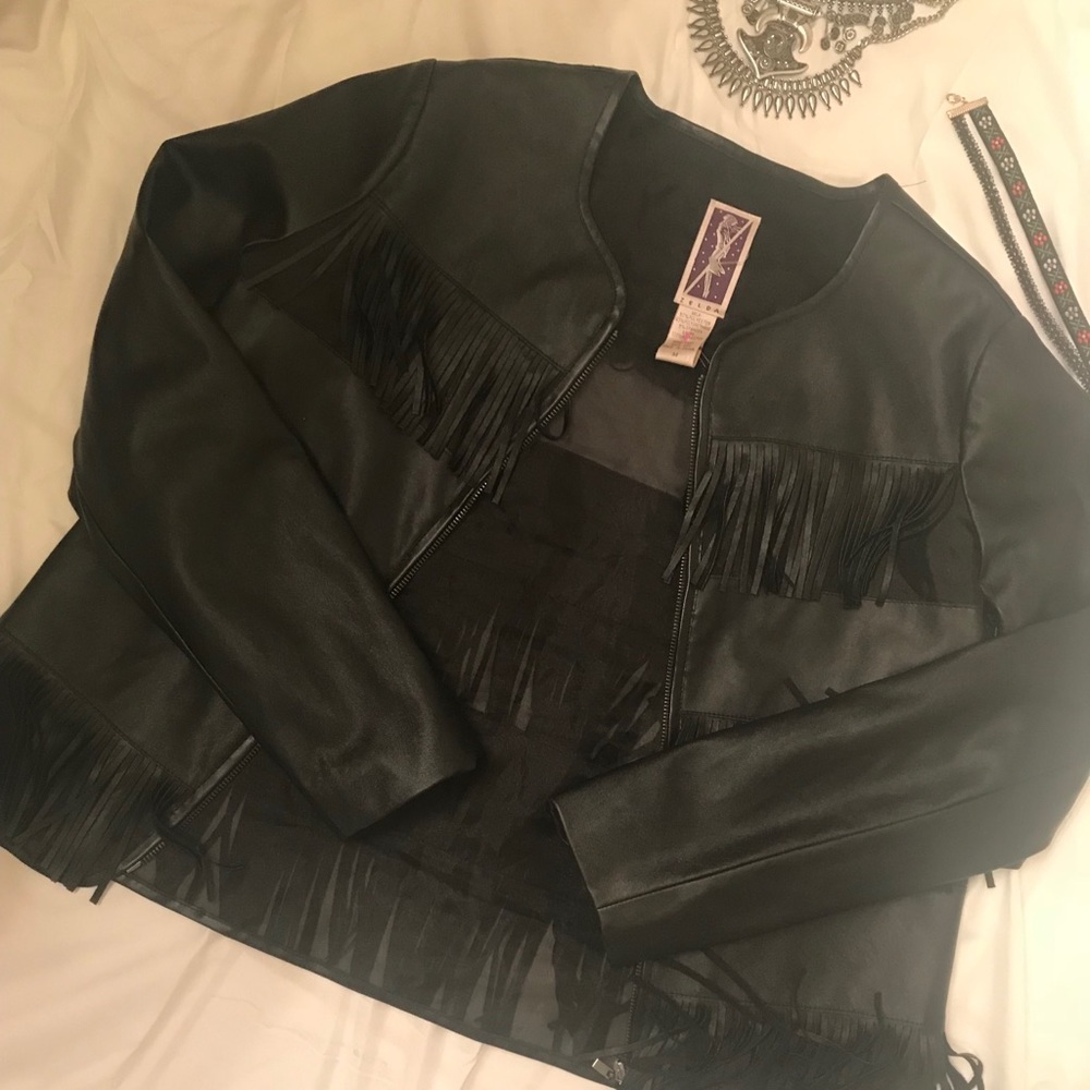 Zelda Faux Leather Fringe Jacket!